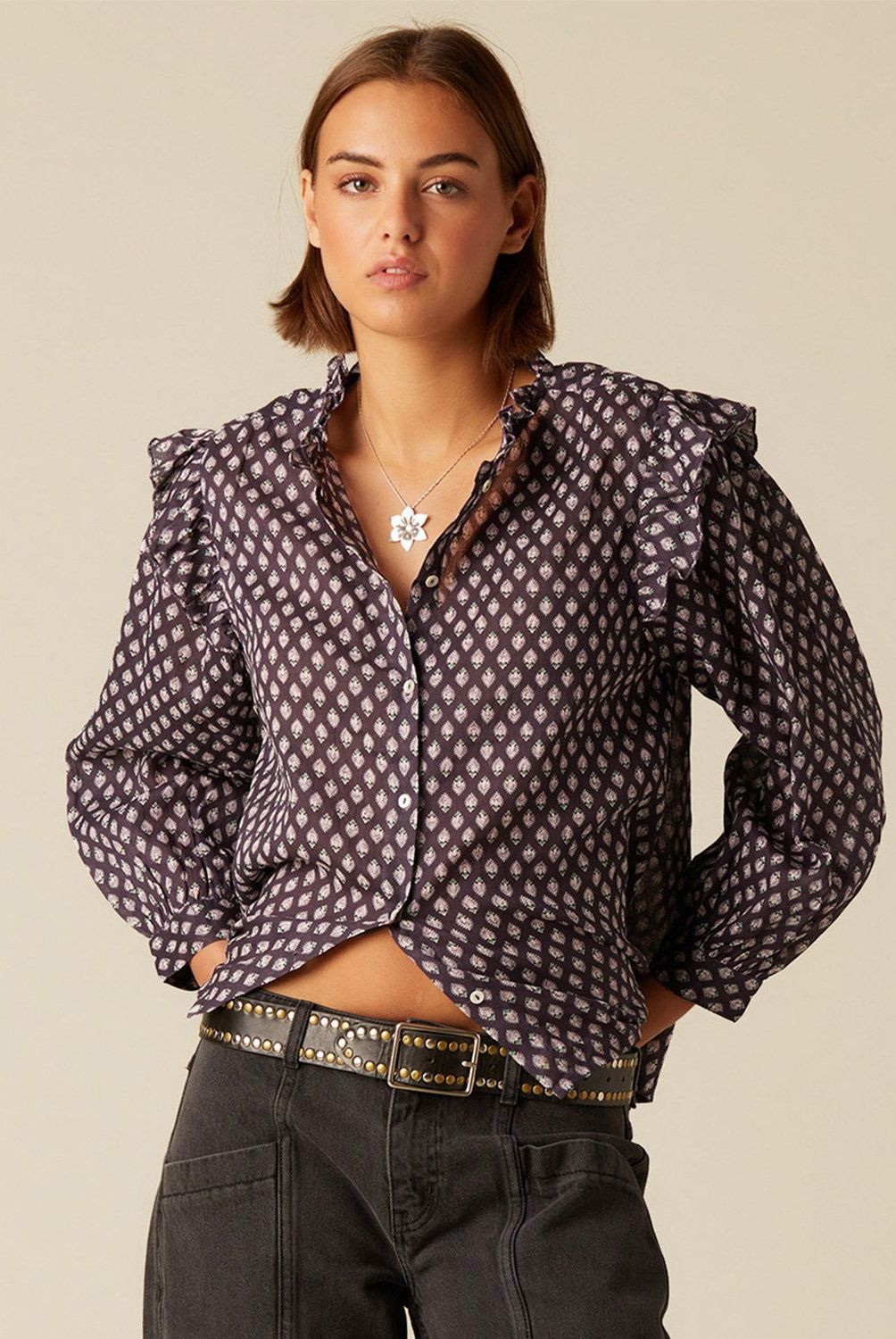 NICOLI - Blusa Buti Morado Mujer Nicoli