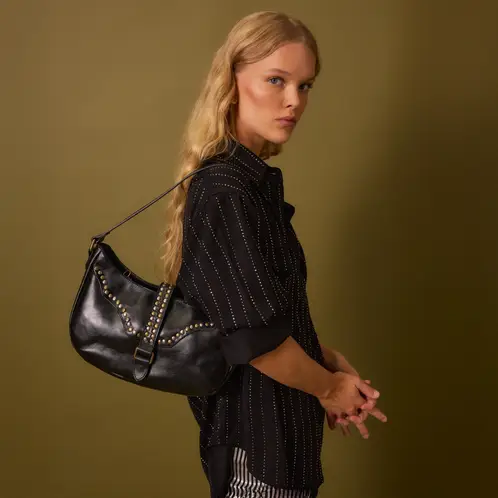 NICOLI - Blusa Tachuelas Plateadas Mujer