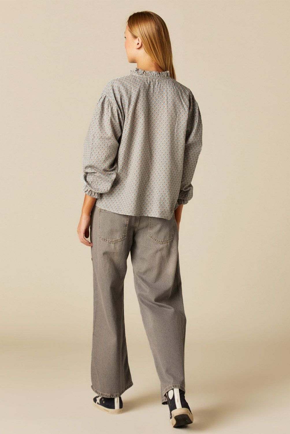 NICOLI - Blusa Hojitas Azul Mujer Nicoli