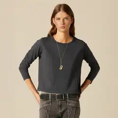 NICOLI - Polera Manga Larga Antracita Mujer