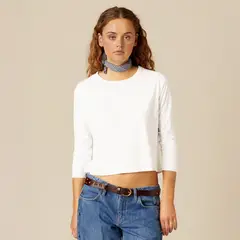 NICOLI - Polera Manga Larga Blanca Mujer