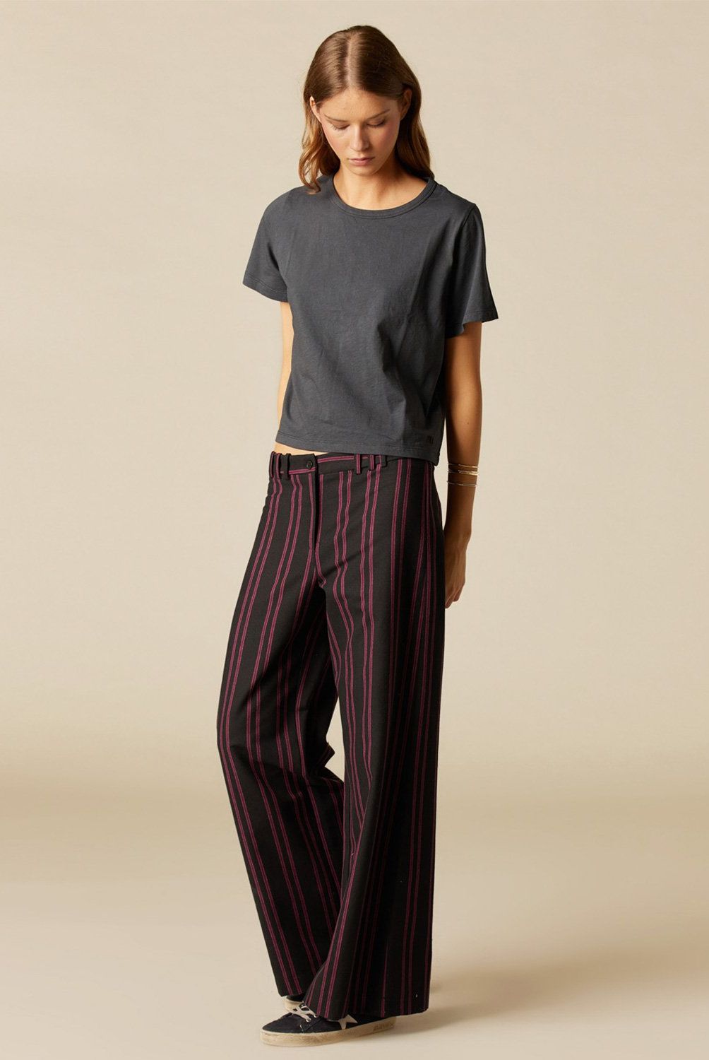 NICOLI - Polera Corta Antracita Mujer Nicoli