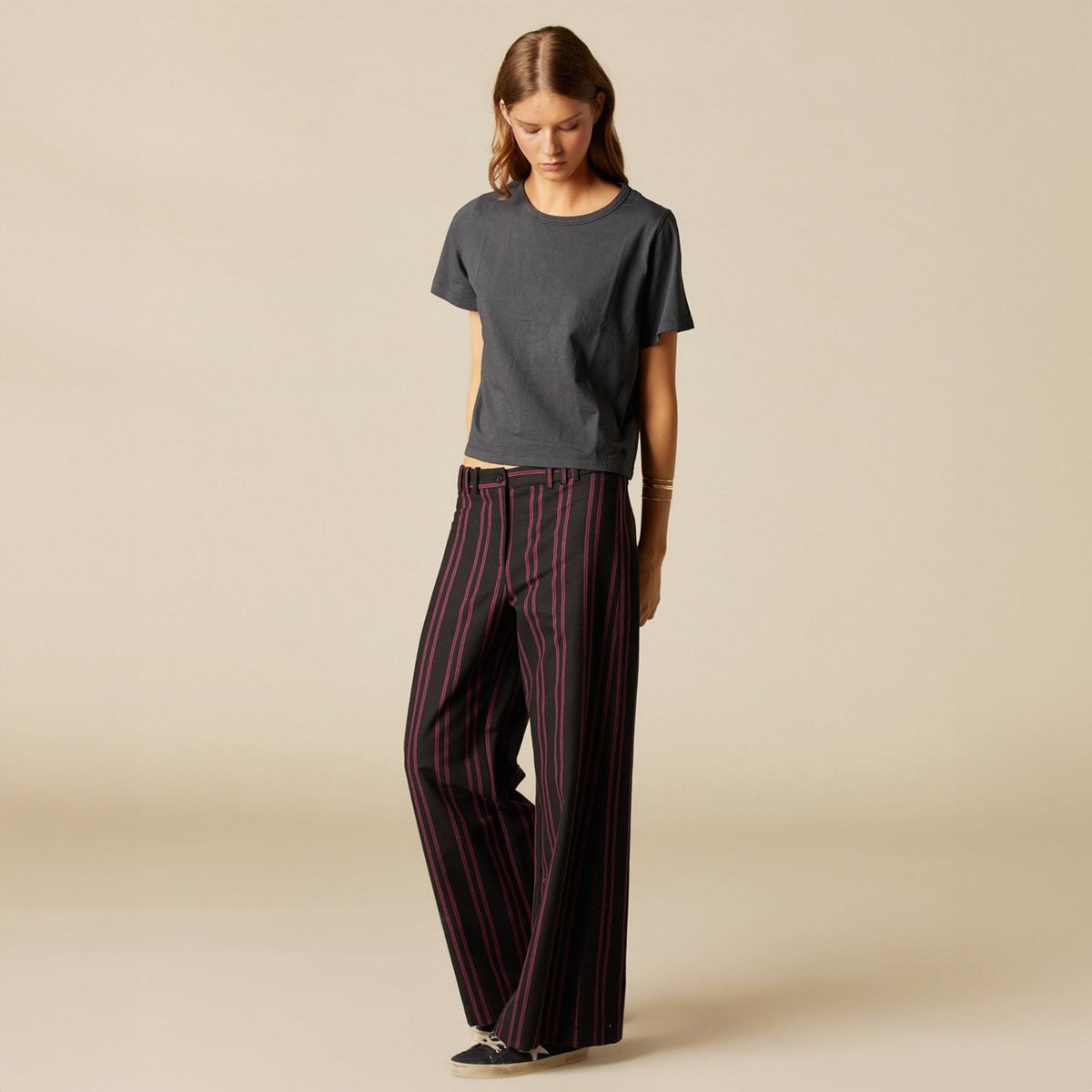 NICOLI - Polera Corta Antracita Mujer Nicoli