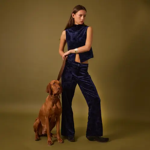 NICOLI - Chaqueta Terciopelo Azul Mujer