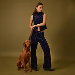 NICOLI - Chaqueta Terciopelo Azul Mujer