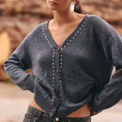 NICOLI - Chaleco Punto Tachas Mujer