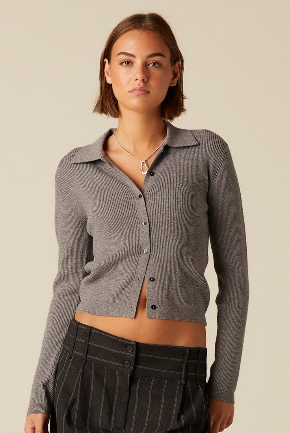 NICOLI - Chaleco Botones Canalé Marengo Mujer Nicoli