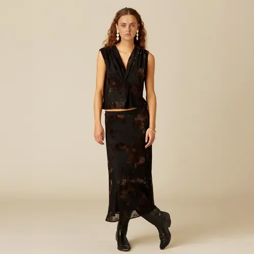 NICOLI - Falda Flor Tulle Negro Mujer