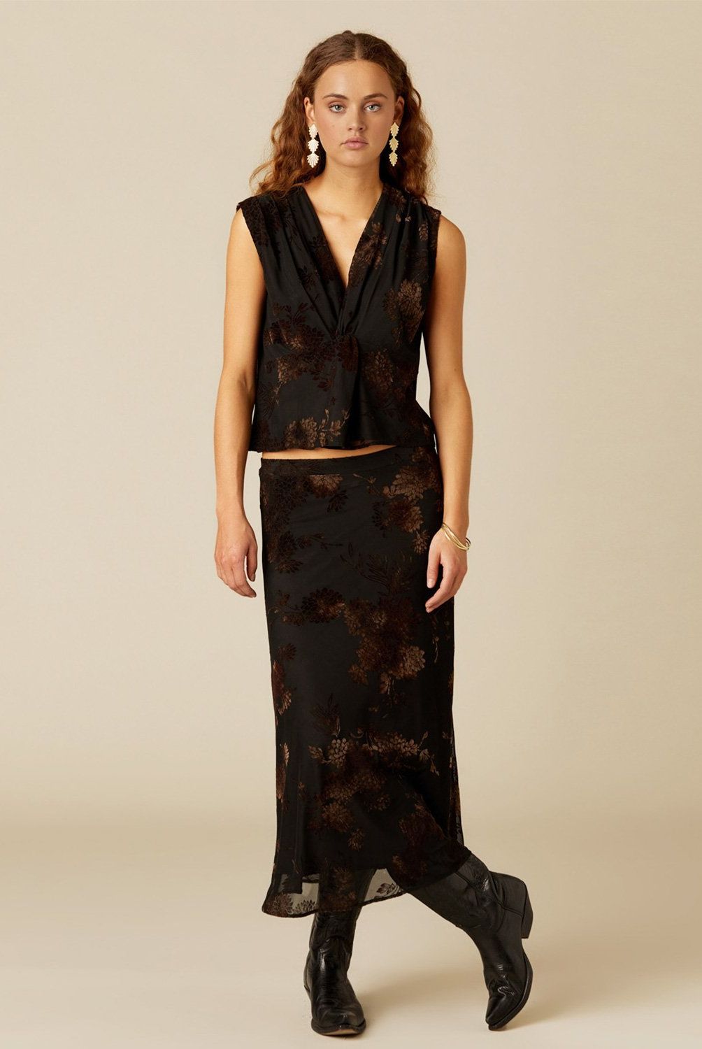 NICOLI - Falda Flor Tulle Negro Mujer Nicoli