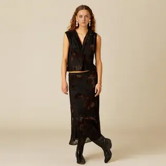 NICOLI - Falda Flor Tulle Negro Mujer