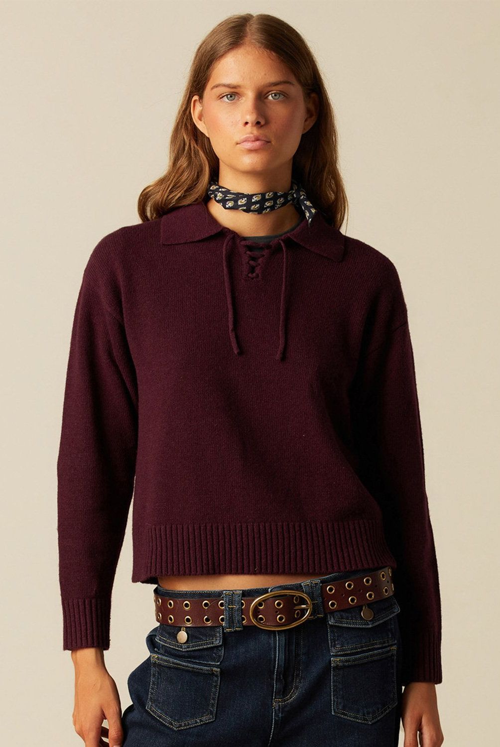 NICOLI - Sweater Punto Lazo Morado Mujer Nicoli