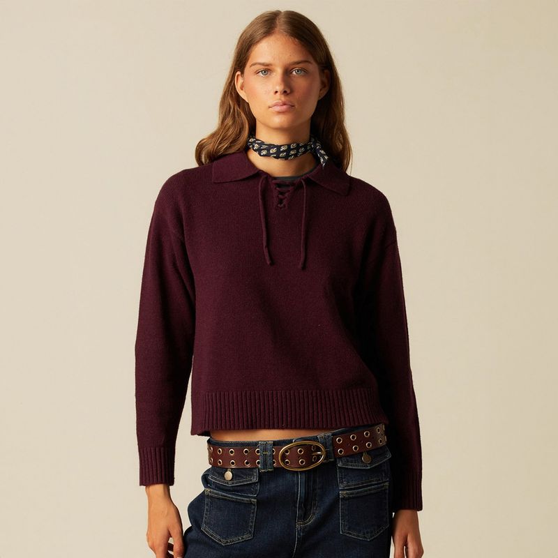 NICOLI - Sweater Punto Lazo Morado Mujer Nicoli