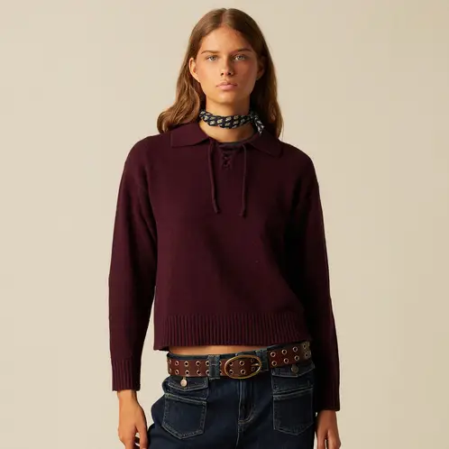 NICOLI - Sweater Punto Lazo Morado Mujer