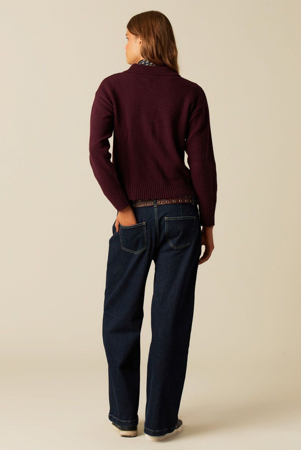 NICOLI - Sweater Punto Lazo Morado Mujer Nicoli