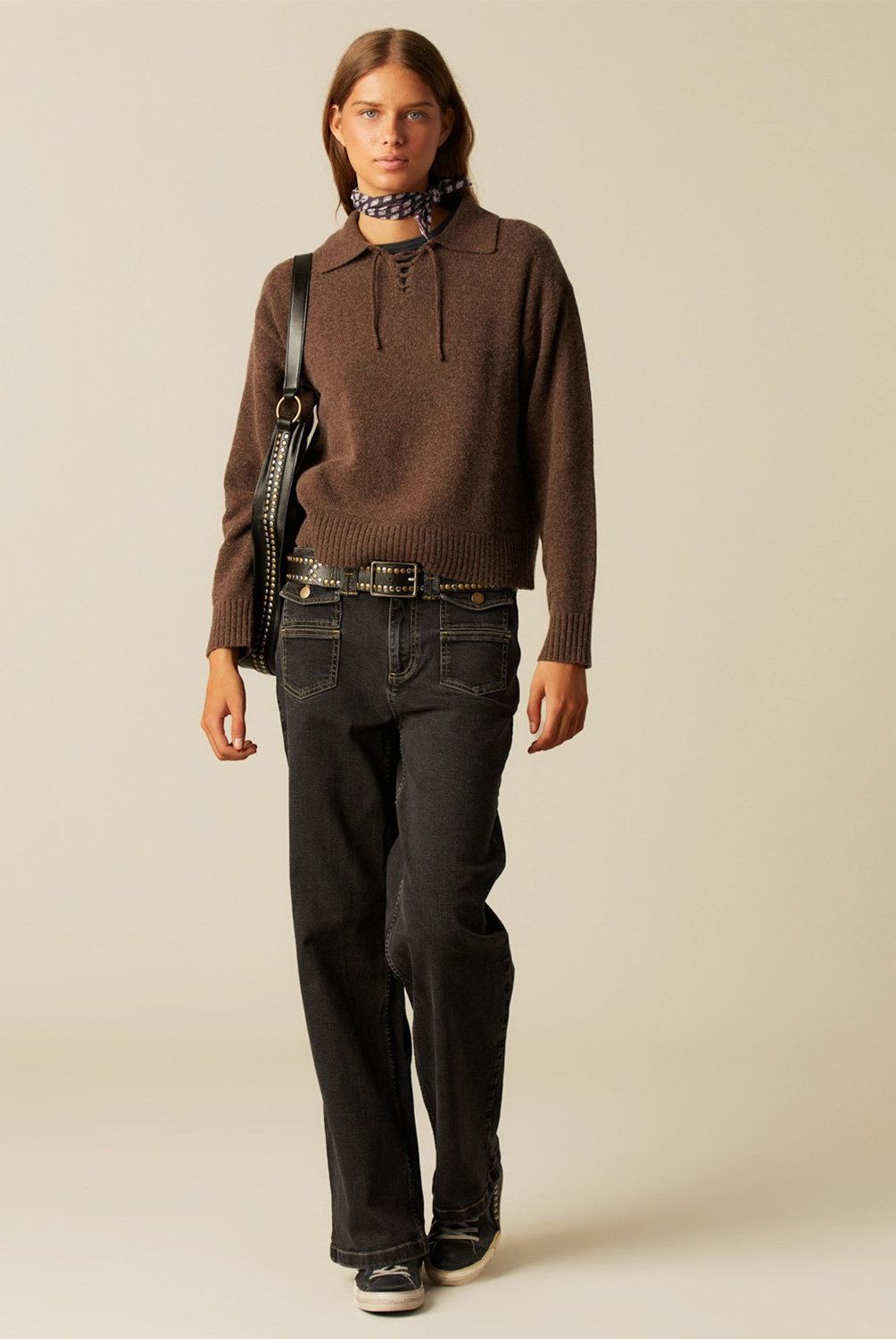 NICOLI - Sweater Punto Lazo Café Mujer Nicoli