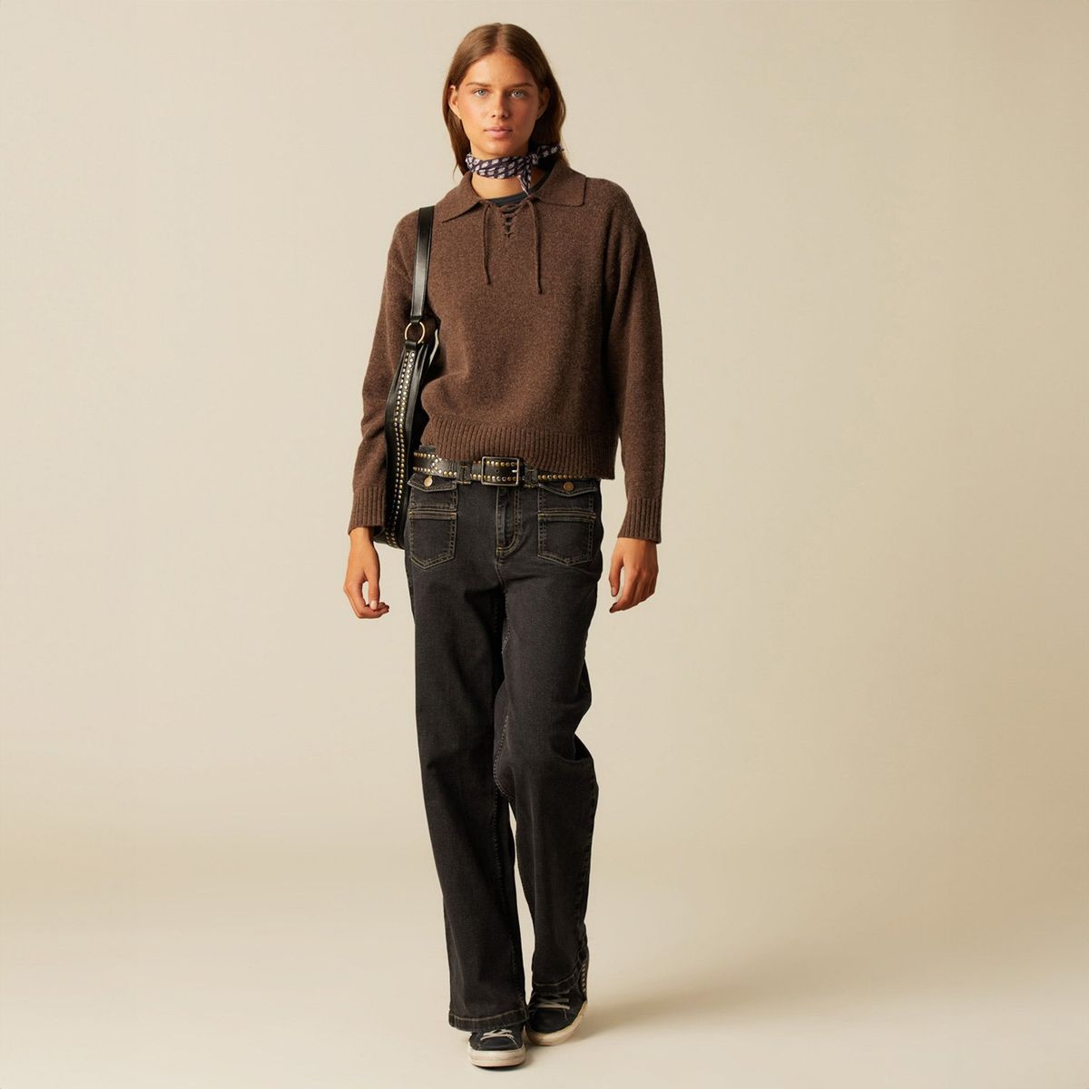 NICOLI - Sweater Punto Lazo Café Mujer Nicoli