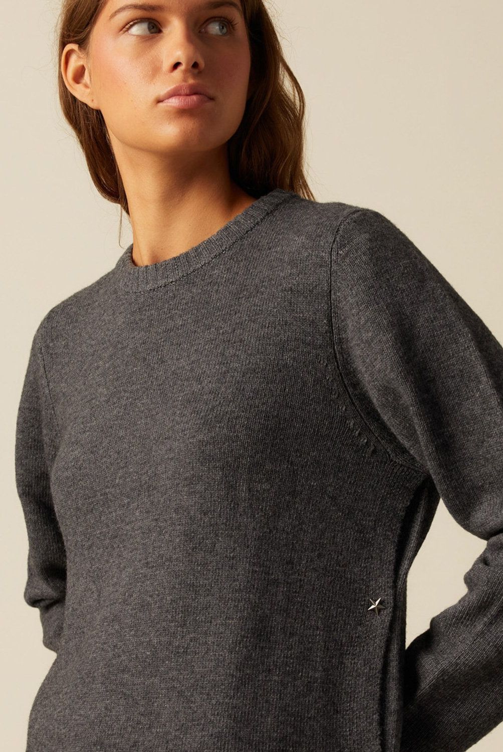 NICOLI - Sweater Aberturas Laterales Antracita Mujer Nicoli
