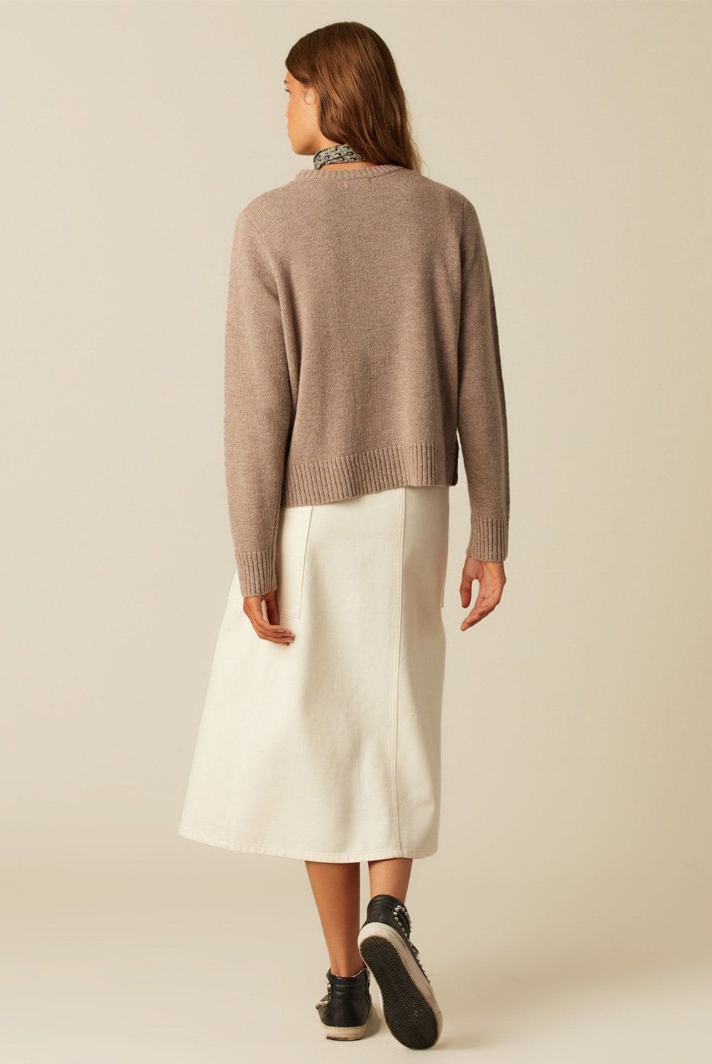 NICOLI - Sweater Aberturas Laterales Café Jaspeado Mujer Nicoli