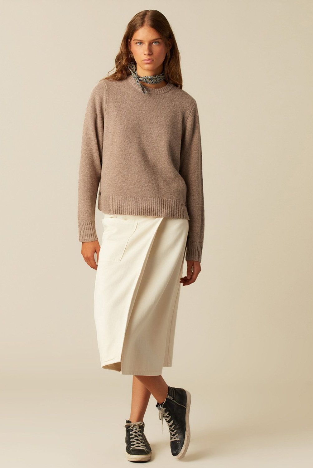 NICOLI - Sweater Aberturas Laterales Café Jaspeado Mujer Nicoli