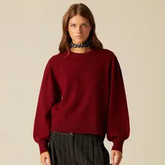 NICOLI - Sweater Rojizo Manga Farol Mujer