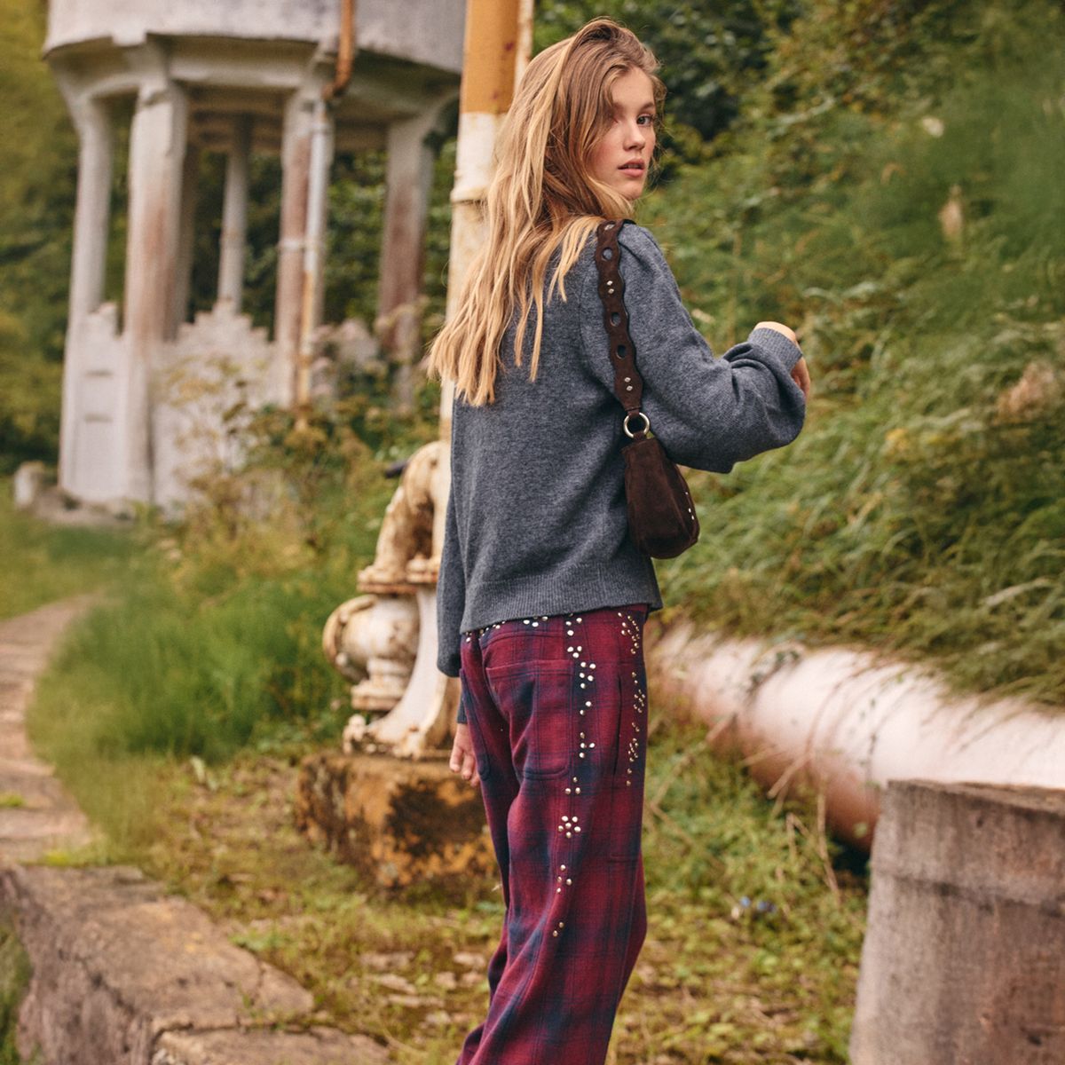 NICOLI - Sweater Gris Marengo Manga Farol Mujer Nicoli