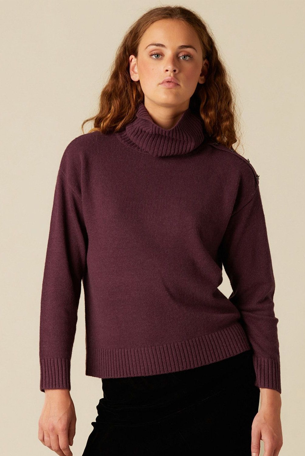 NICOLI - Sweater Morado Botones Estrellas Mujer Nicoli