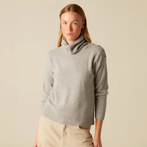NICOLI - Sweater Gris Botones Estrellas Mujer