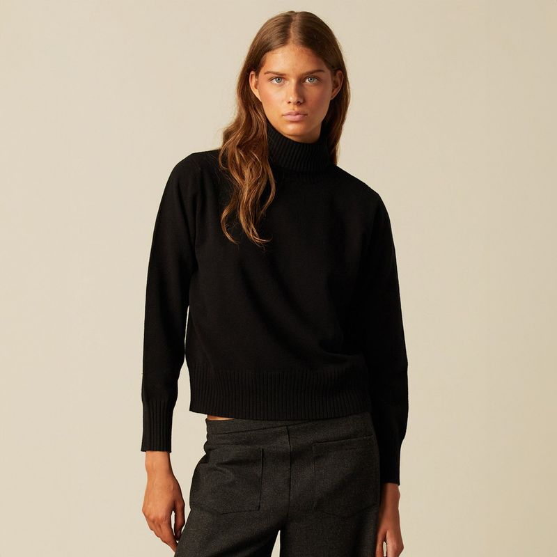 NICOLI - Sweater Cuello Vuelto Punto Negro Mujer Nicoli
