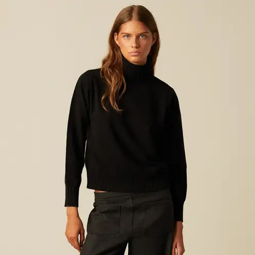 NICOLI - Sweater Cuello Vuelto Punto Negro Mujer
