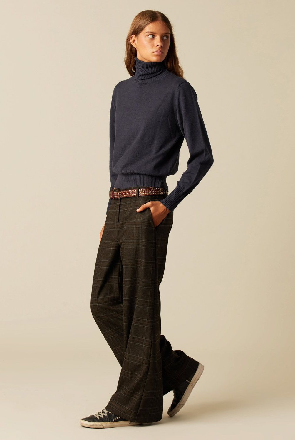 NICOLI - Sweater Cuello Vuelto Punto Azul Mujer Nicoli