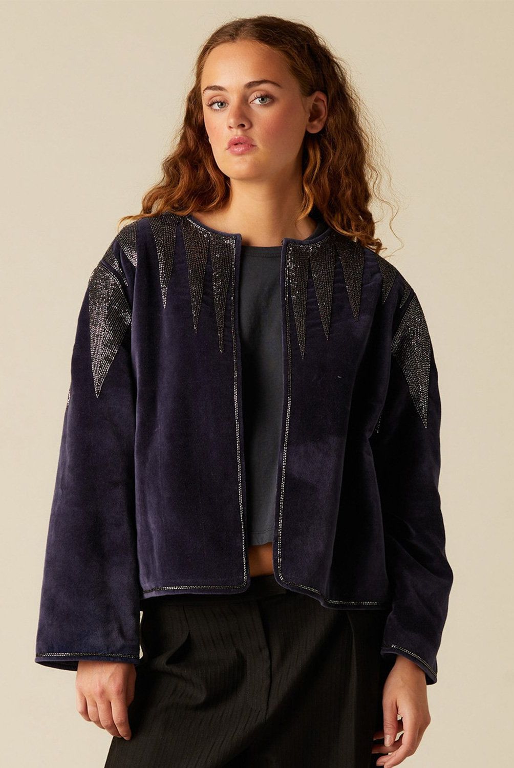 NICOLI - Chaqueta Beads Terciopelo Mujer Nicoli