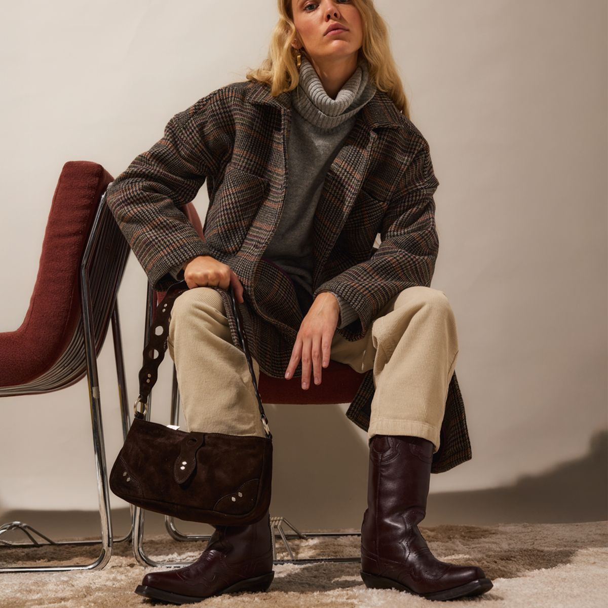 NICOLI - Abrigo Cuadros Multicolor Mujer Nicoli