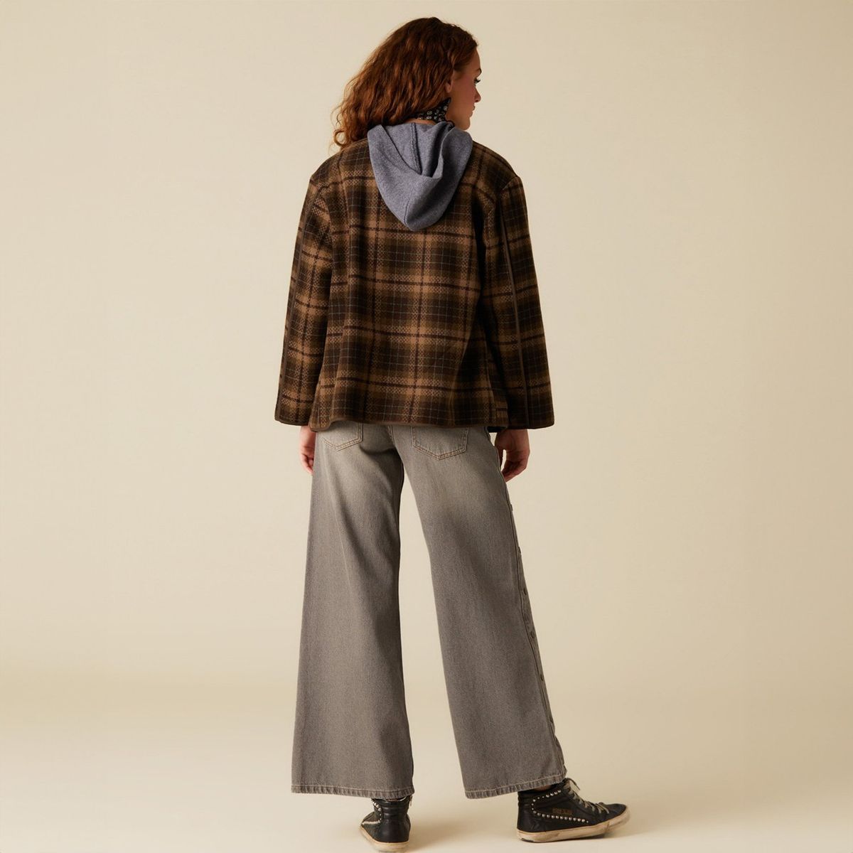 NICOLI - Chaquetón Cuadros Mujer Nicoli