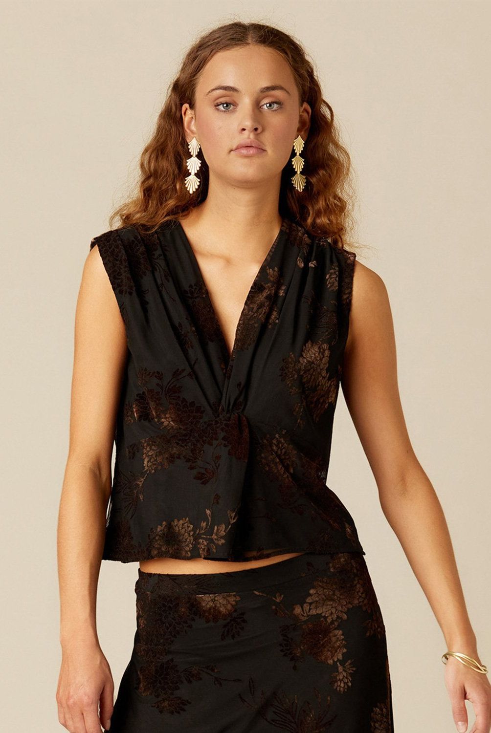 NICOLI - Top Flor Tulle Negro Mujer Nicoli