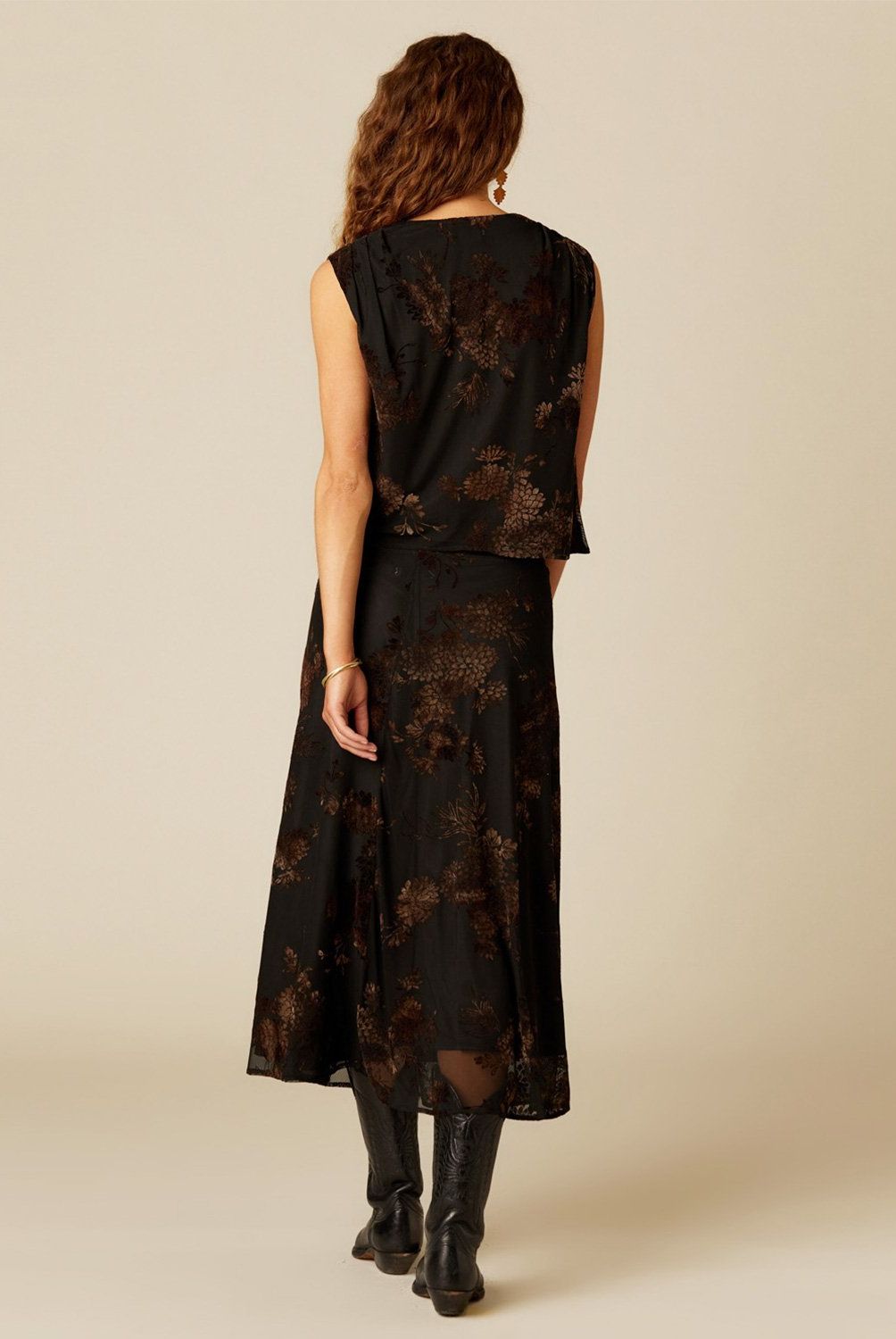 NICOLI - Top Flor Tulle Negro Mujer Nicoli