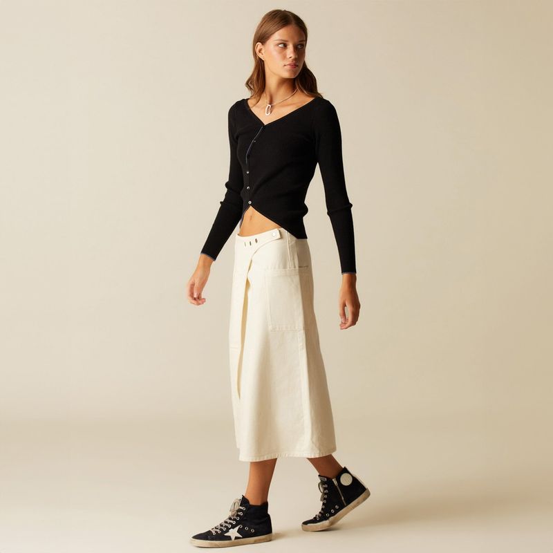 NICOLI - Top Cruce Botones Negro Mujer Nicoli