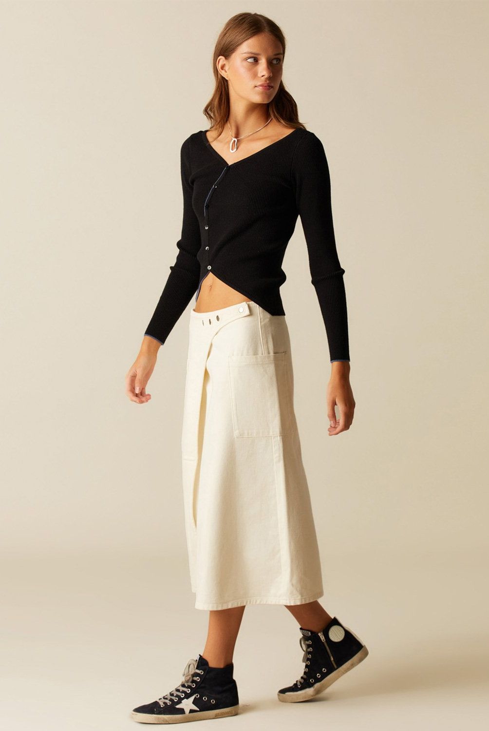 NICOLI - Top Cruce Botones Negro Mujer Nicoli