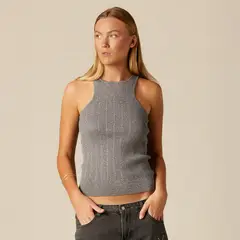 NICOLI - Top Canalé Plateado Mujer