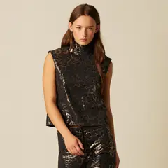 NICOLI - Top Animal Print Brillo Mujer