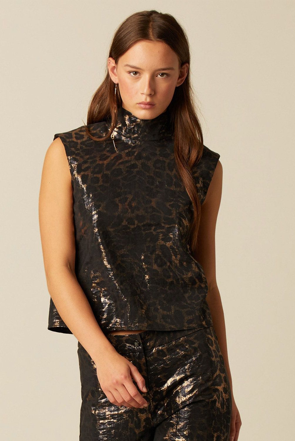 NICOLI - Top Animal Print Brillo Mujer Nicoli