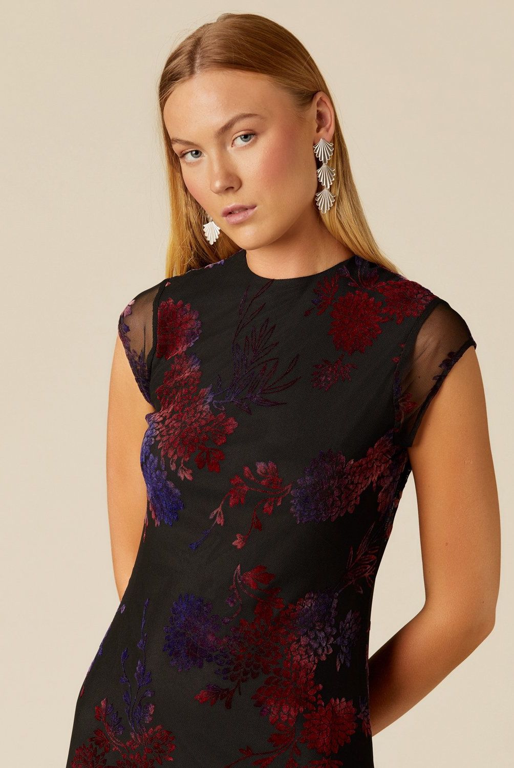 NICOLI - Vestido Flor Tulle Negro Mujer Nicoli