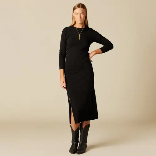NICOLI - Vestido Largo Negro Mujer