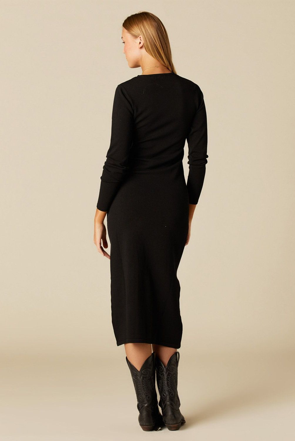 NICOLI - Vestido Largo Negro Mujer Nicoli