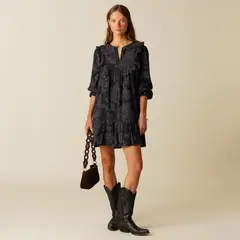 NICOLI - Vestido Contraste Antracita Mujer