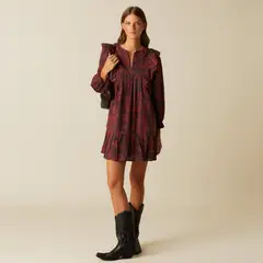 NICOLI - Vestido Contraste Granate Mujer