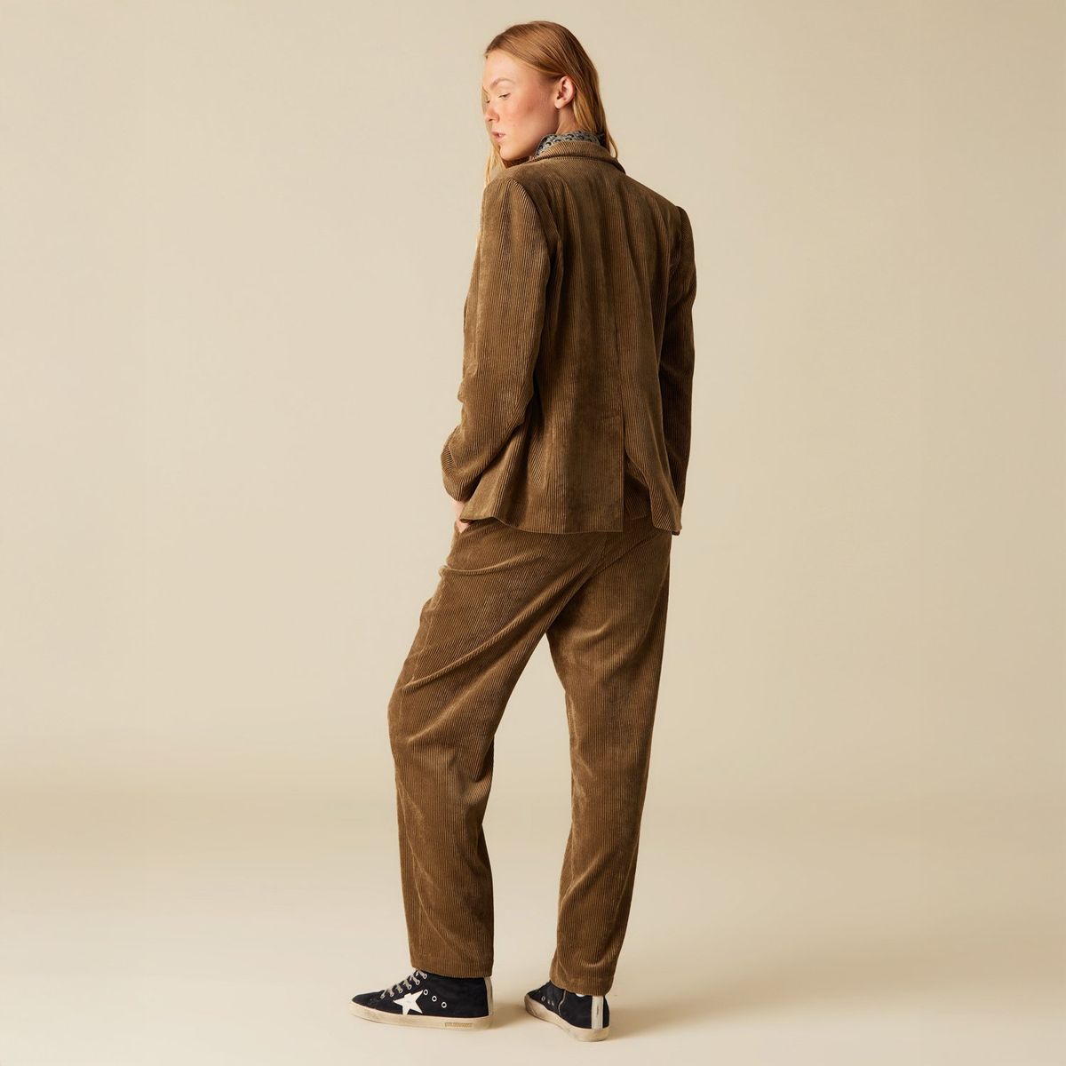 NICOLI - Pantalón Cotelé Corte Café Mujer Nicoli