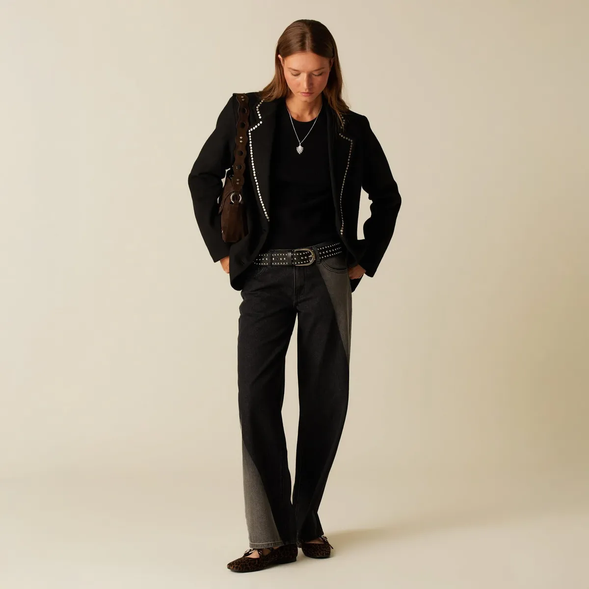 NICOLI - Jeans Bicolor Antracita y Gris Mujer Nicoli