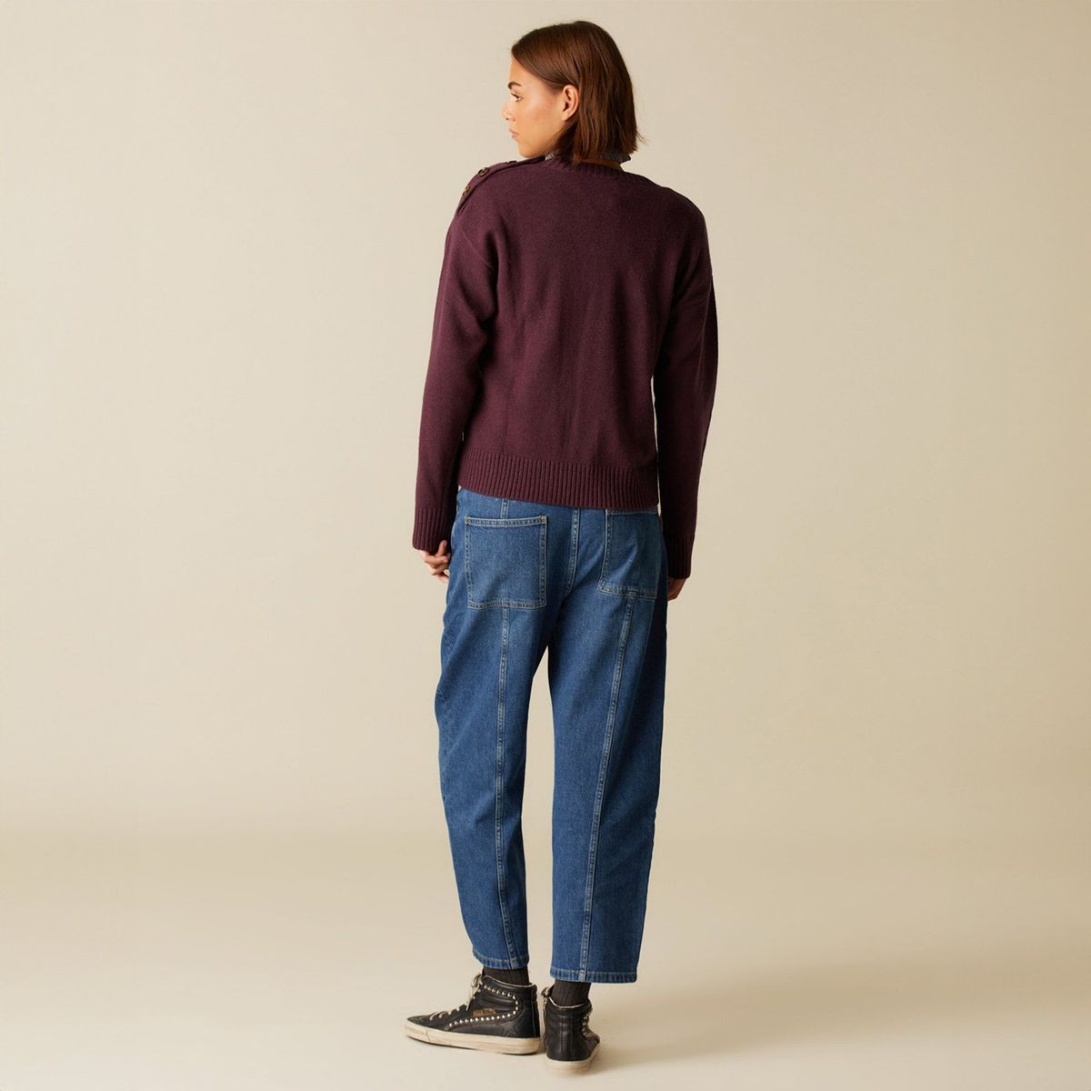 NICOLI - Jeans Azul Doble Pespuntes Tiro Bajo Mujer Nicoli