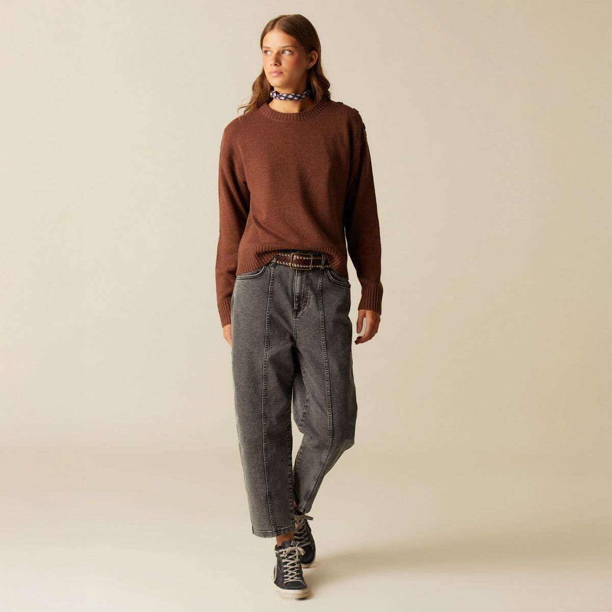 NICOLI - Jeans Straight Tiro Alto Mujer Nicoli