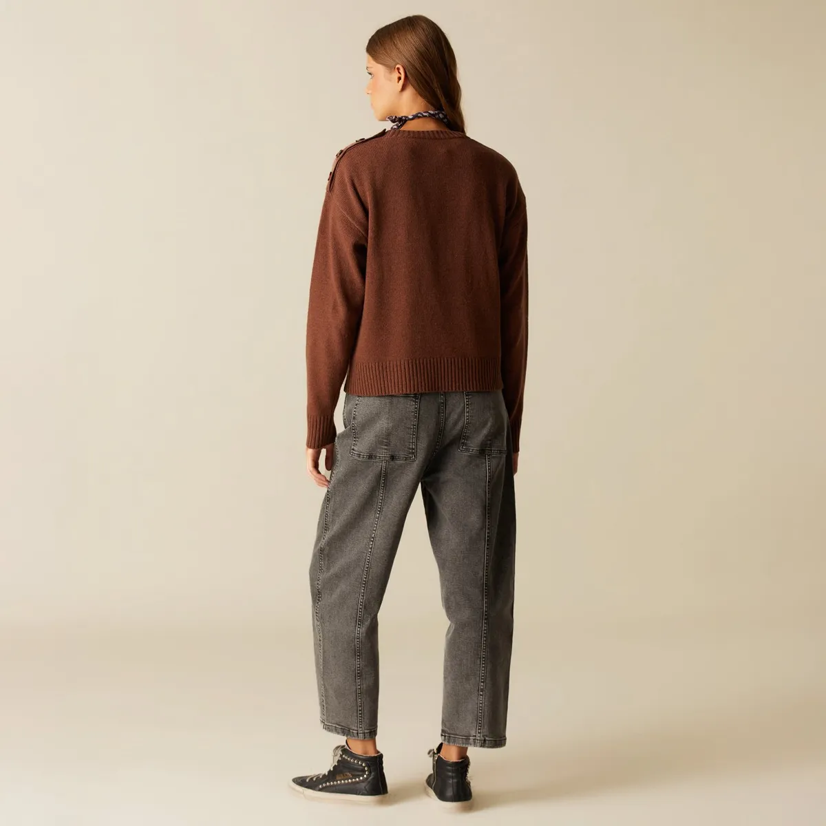 NICOLI - Jeans Straight Tiro Alto Mujer Nicoli